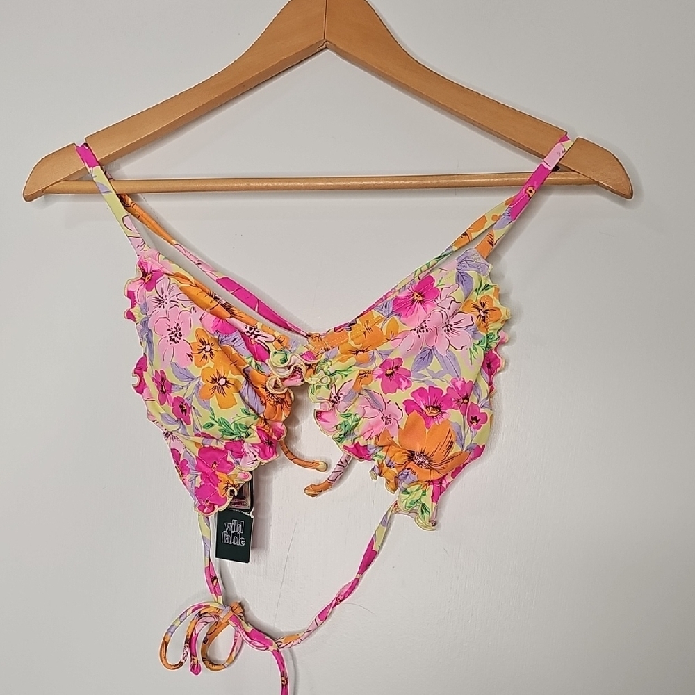 Floral Ruffle Bikini Set - Pink & Yellow - Picture 2 of 5